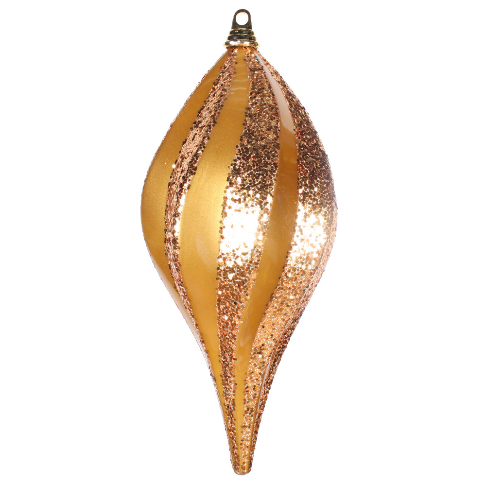 Vickerman 8'' Antiq Gold Candy Glitter Swirl Drop - M132530