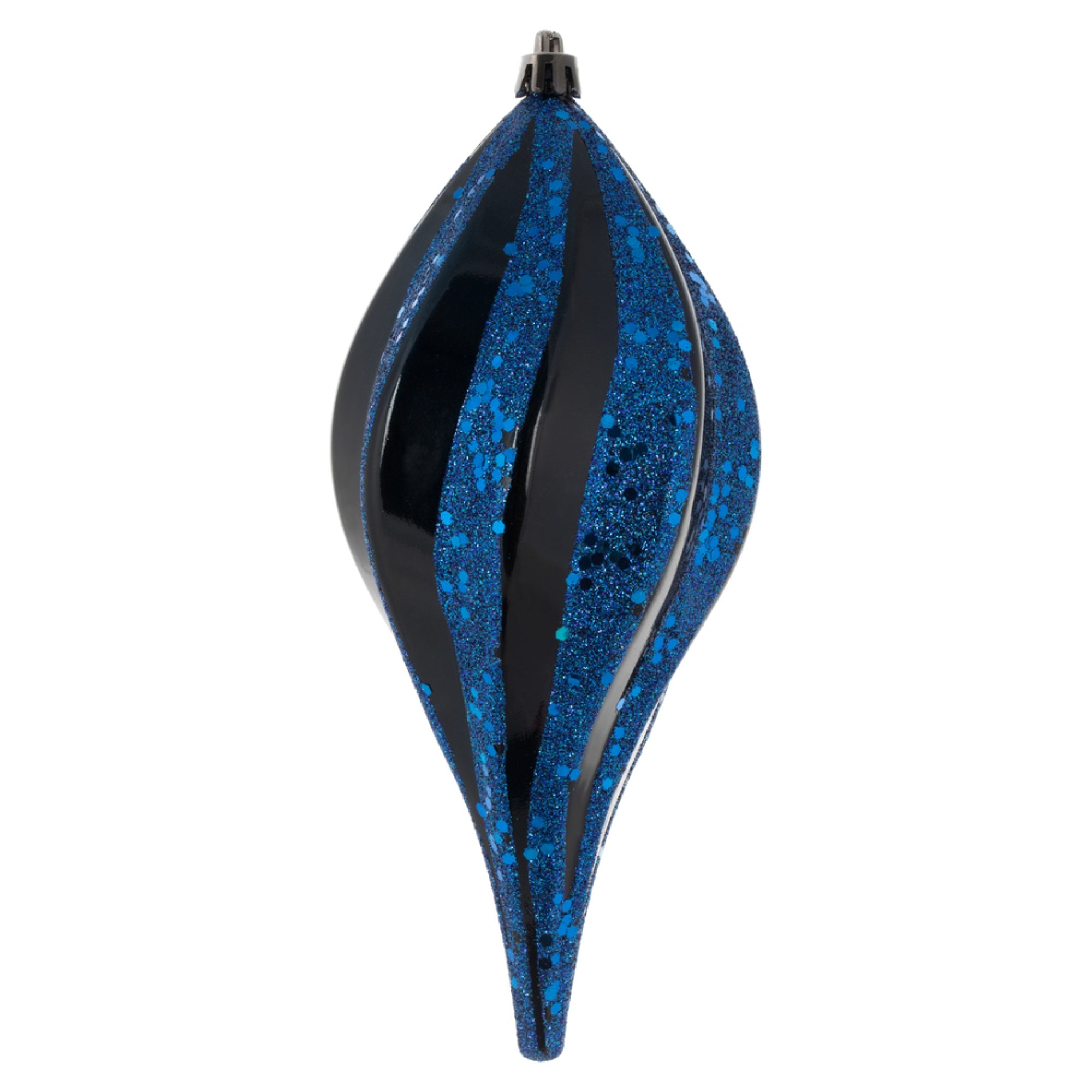 Vickerman 8'' Midnight Blue Glitter Swirl Drop Christmas Ornament