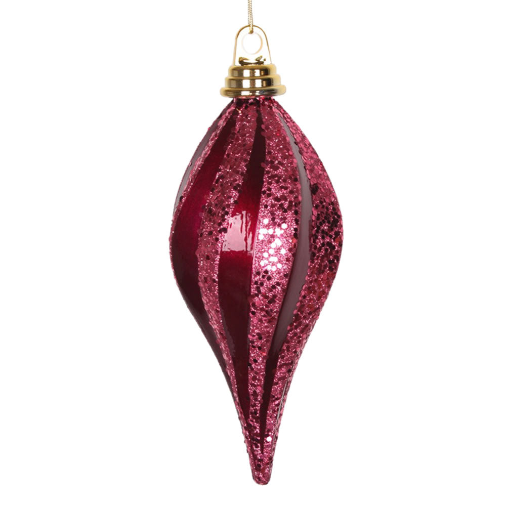 Vickerman 8” Fuchsia Candy Glitter Swirl Drop - M132570