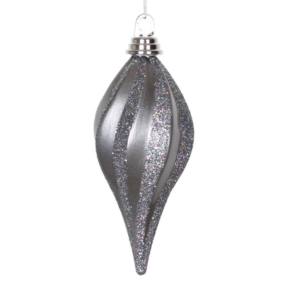 Vickerman 8” Pewter Candy Glitter Swirl Drop - M132587
