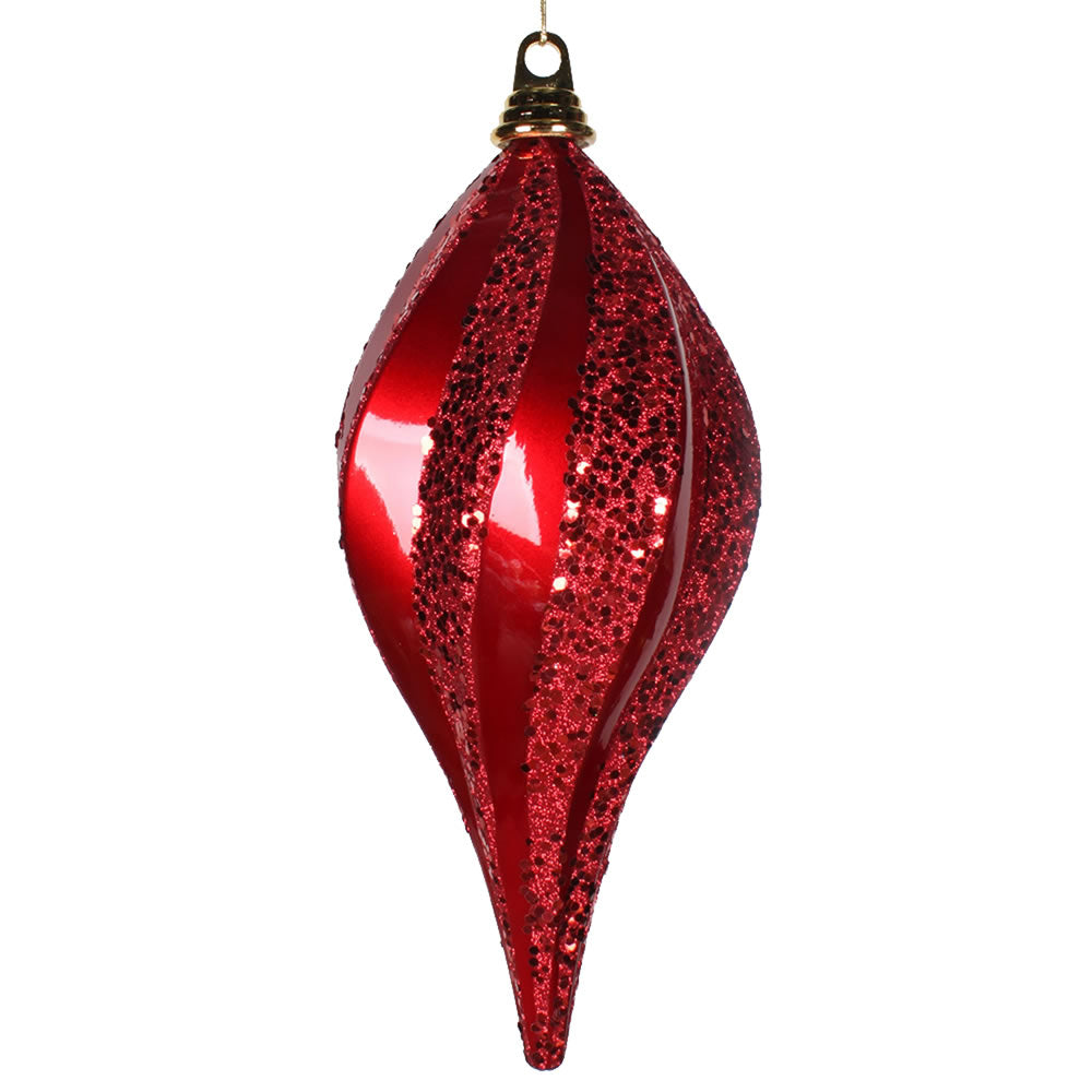 Vickerman 12'' Red Candy Glitter Swirl Drop - M132603