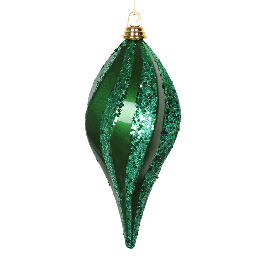 Vickerman 12″ Green Candy Glitter Swirl Drop - M132604