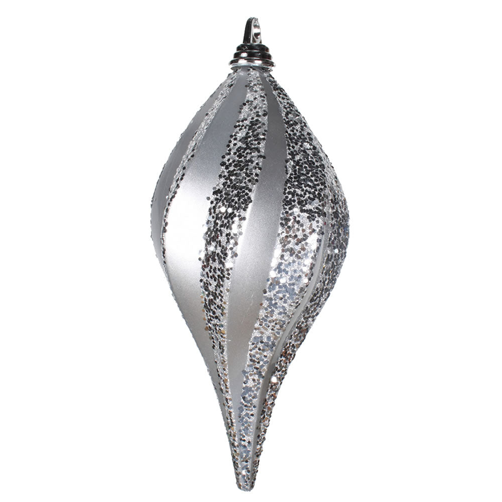 Vickerman 12'' Silver Candy Glitter Swirl Drop - M132607