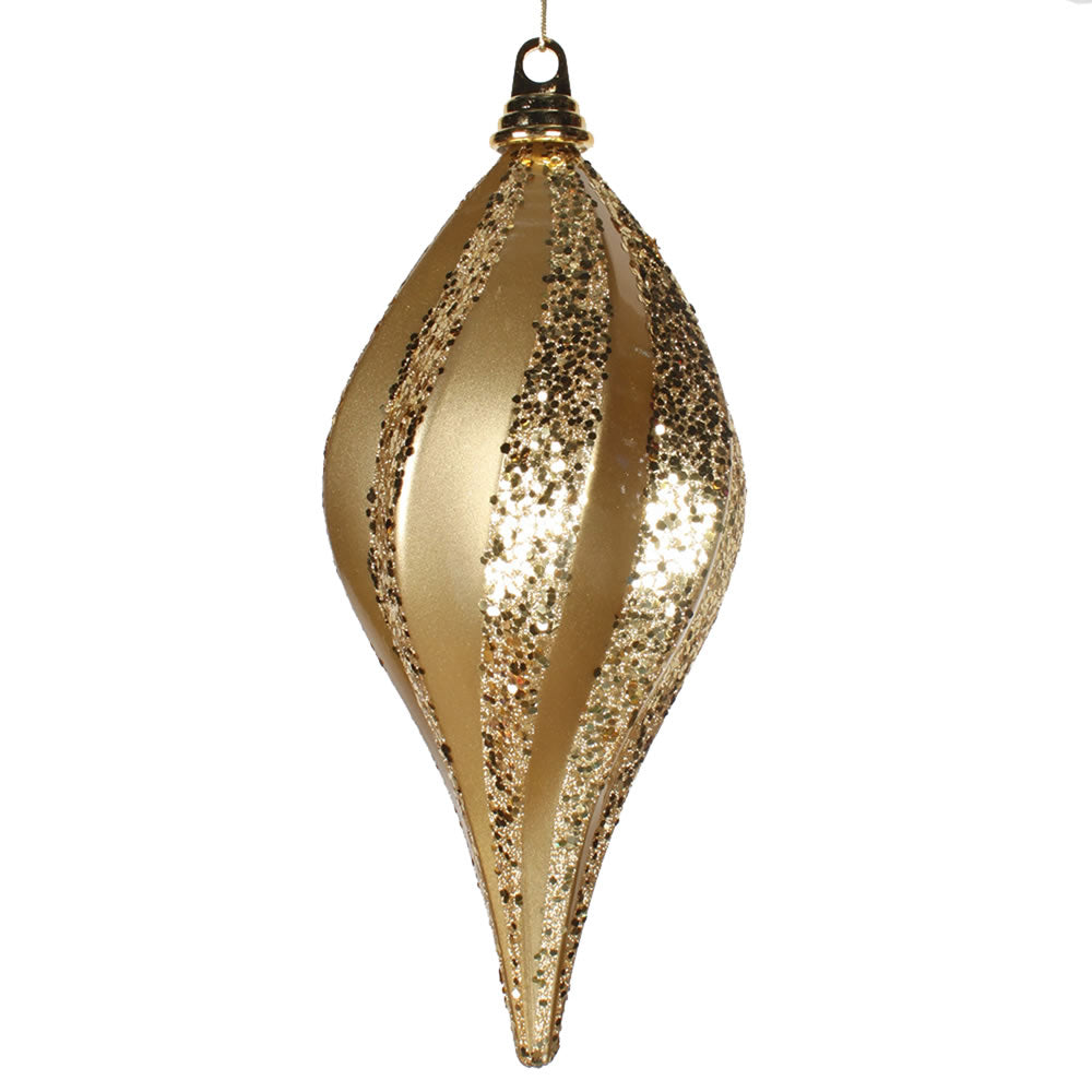 Vickerman 12'' Gold Candy Glitter Swirl Drop - M132608