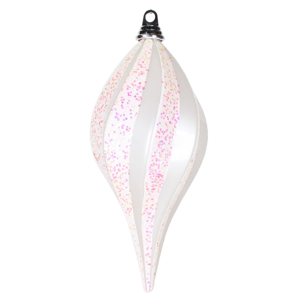 Vickerman 12'' White Candy Glitter Swirl Drop - M132611