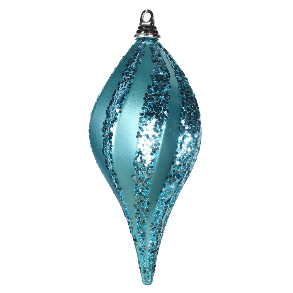 Vickerman 12'' Turquoise Candy Glitter Swirl Drop - M132612