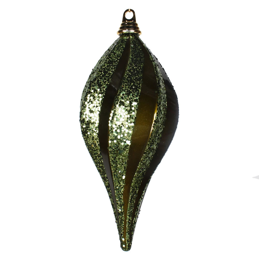 Vickerman 12'' Olive Candy Glitter Swirl Drop - M132613