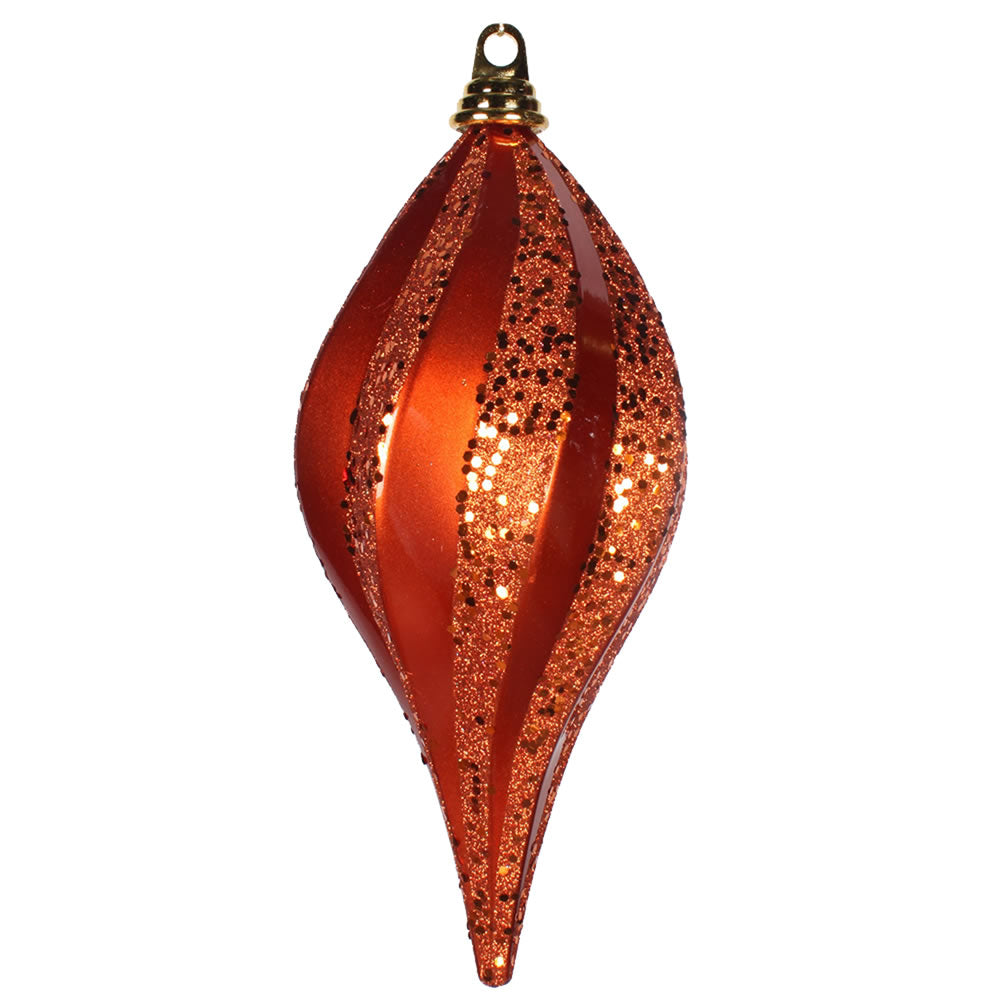 Vickerman 12'' BurnOrange Candy Glitter Swirl Drop - M132618