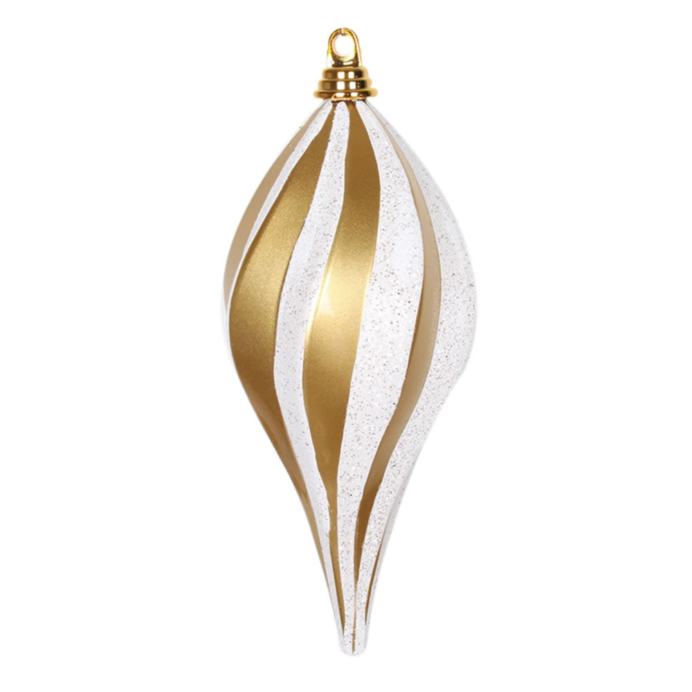 Vickerman 12″ Gold-Silver Candy Glitter Swirl Drop - M132675