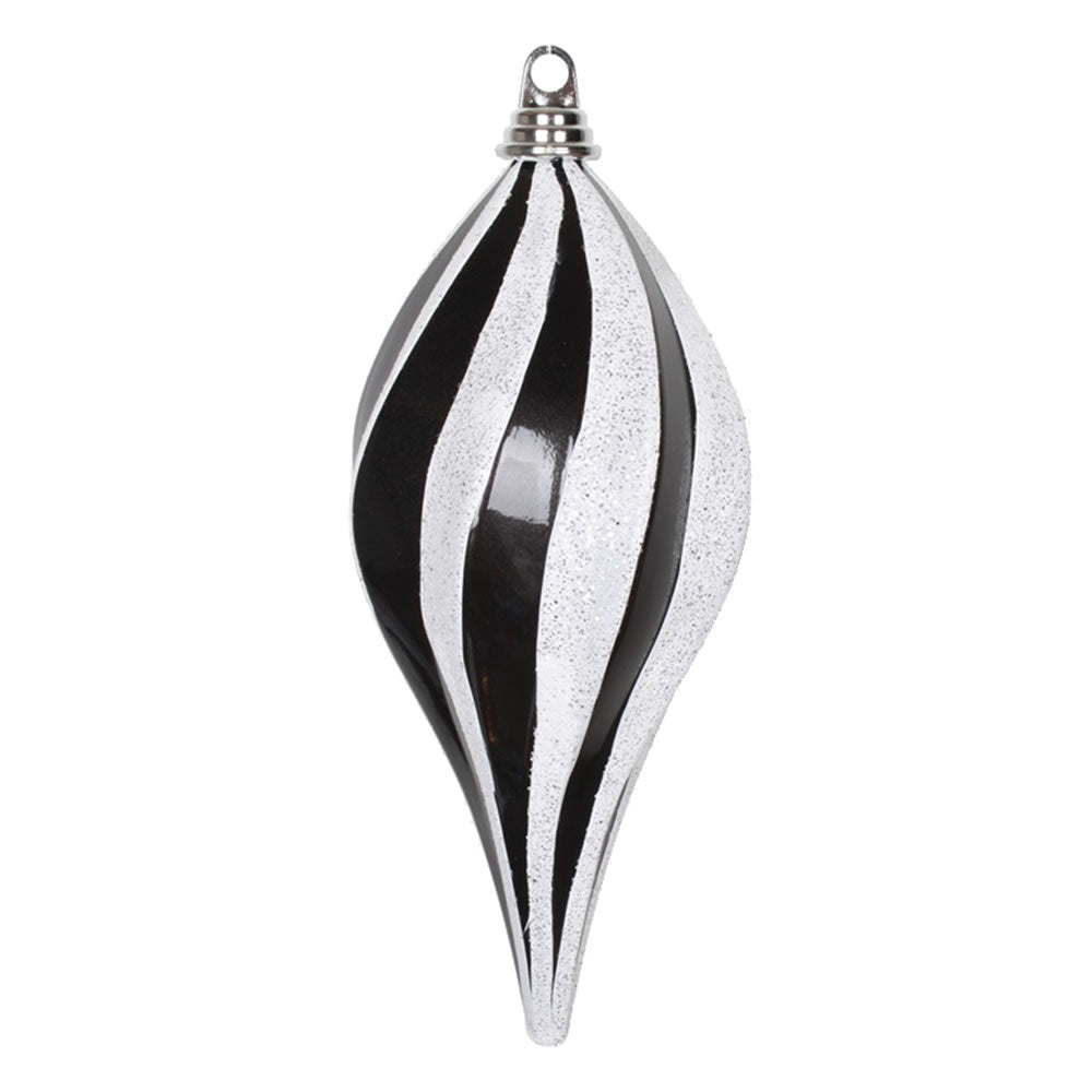 Vickerman 12″ Black-White Candy Glit Swirl Drop - M132677