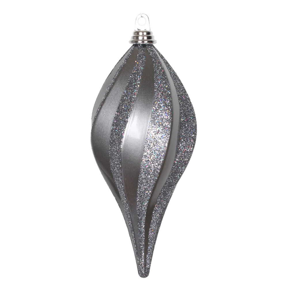 Vickerman 12” Pewter Candy Glitter Swirl Drop - M132687
