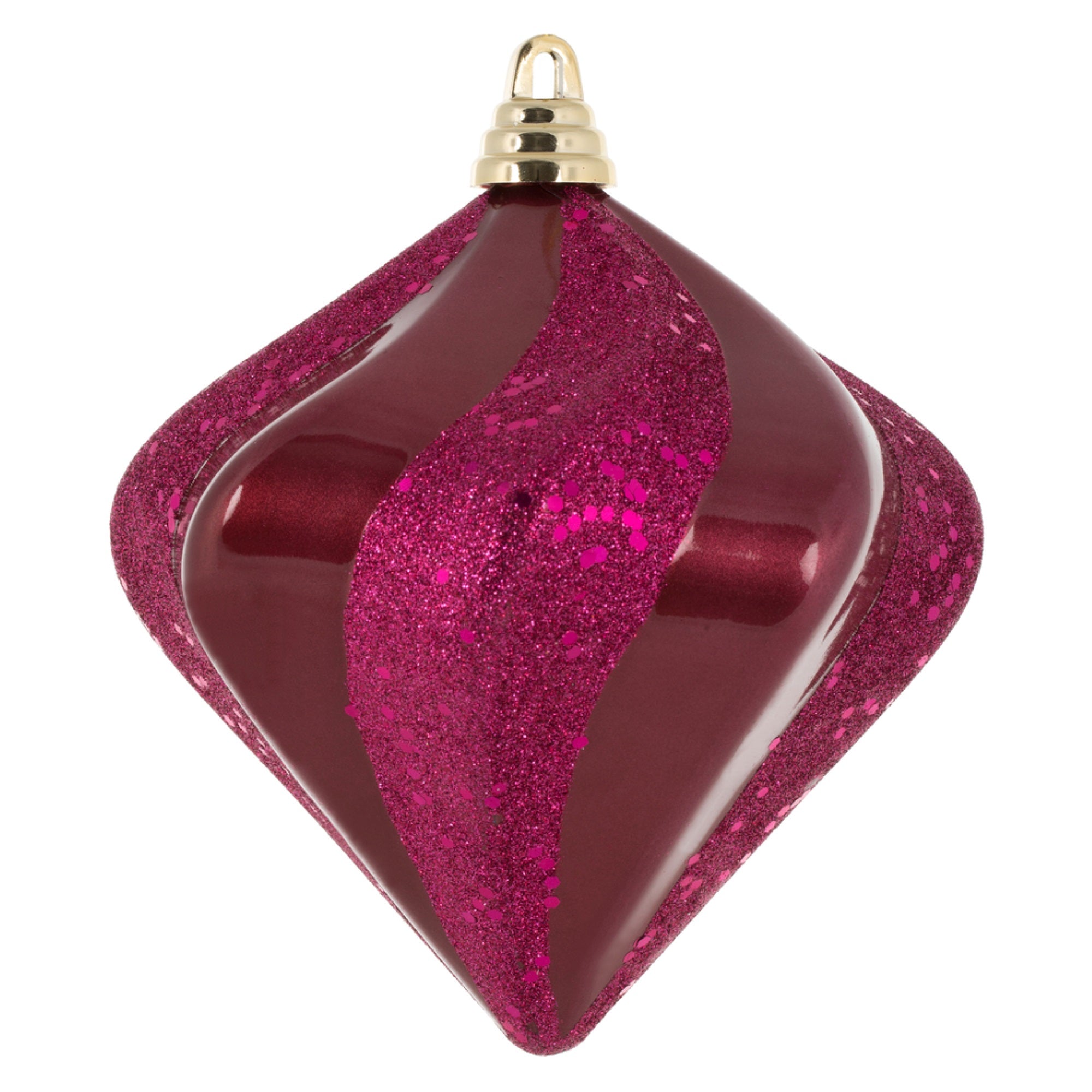 Vickerman 6” Berry Red Candy Glitter Swirl Diamond Christmas Ornament