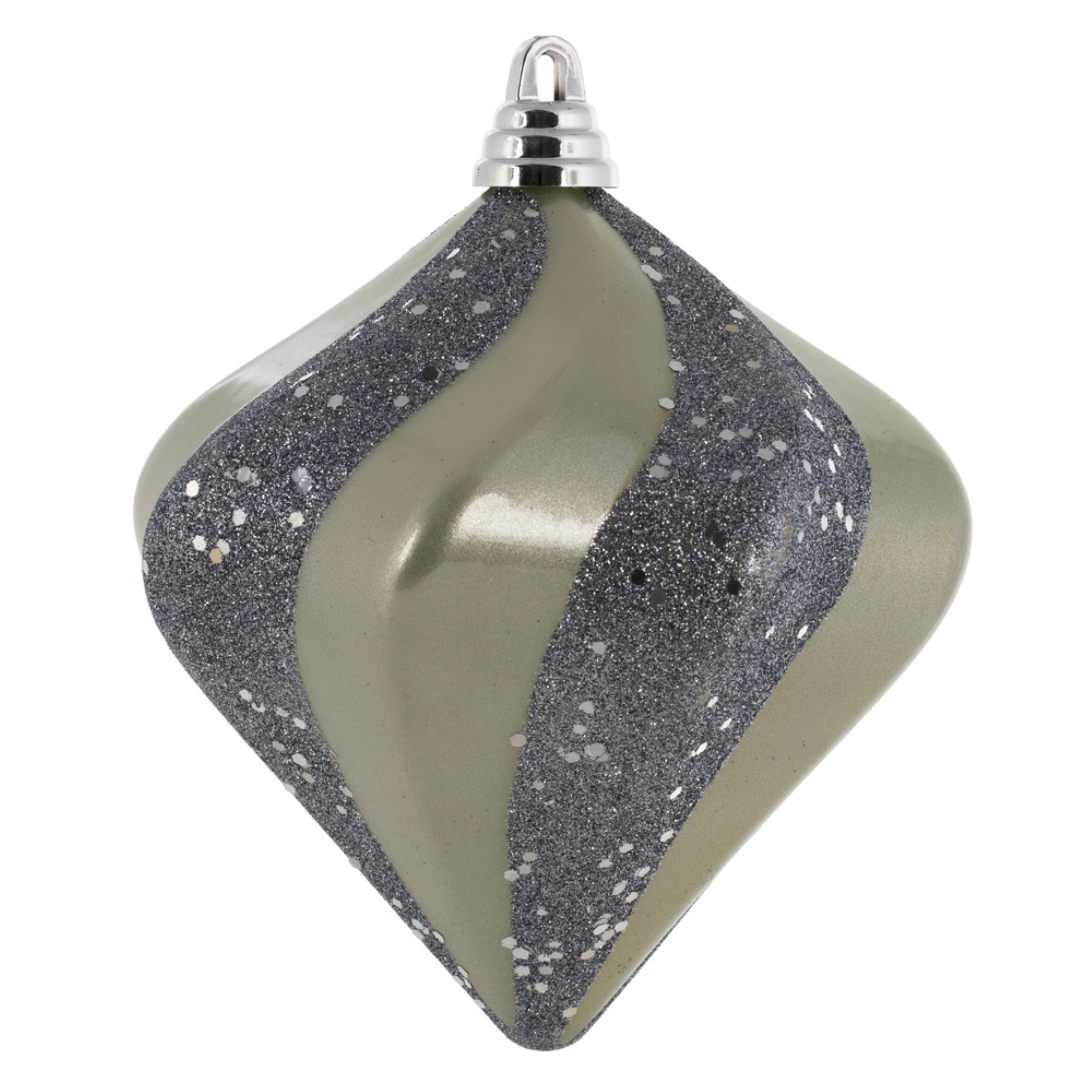 Vickerman 6” Limestone Candy Glitter Swirl Diamond Christmas Ornament