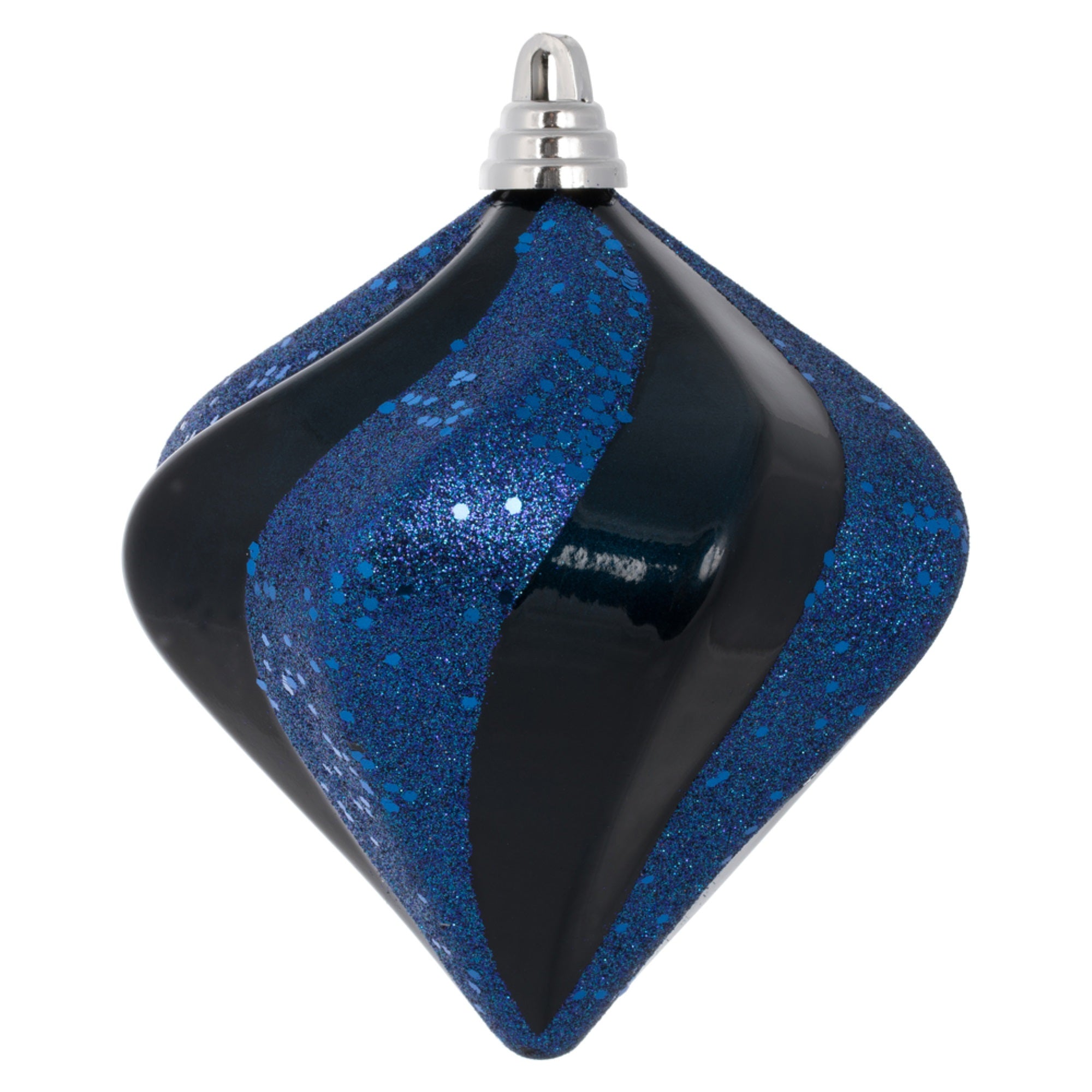 Vickerman 6” Midnight Blue Candy Glitt Swirl Diamond Christmas Ornament