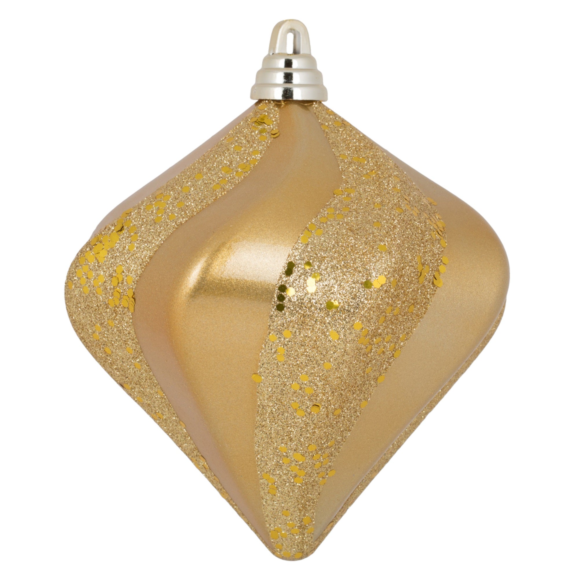 Vickerman 6” Copper/Gold Candy Glitter Swirl Diamond Christmas Ornament