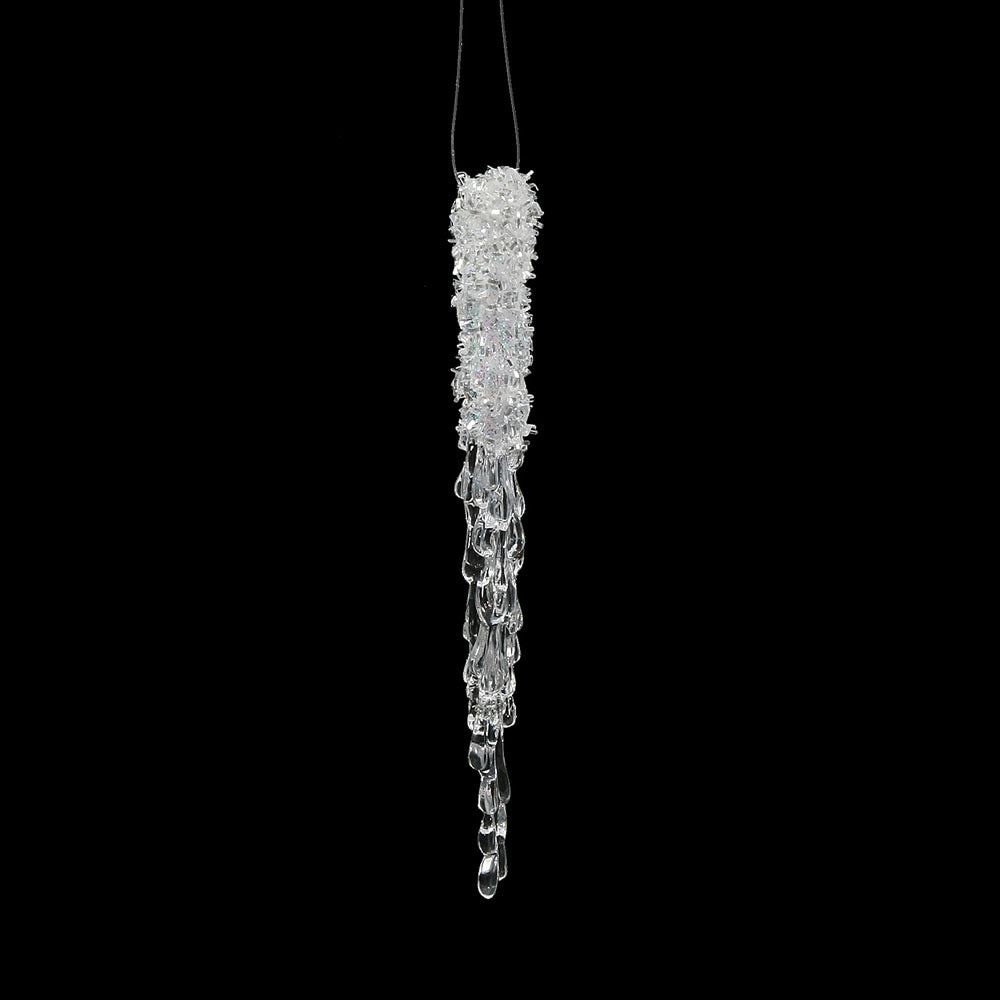 Vickerman 8'' Clear Glitter Icicle 6/Bag - M135908
