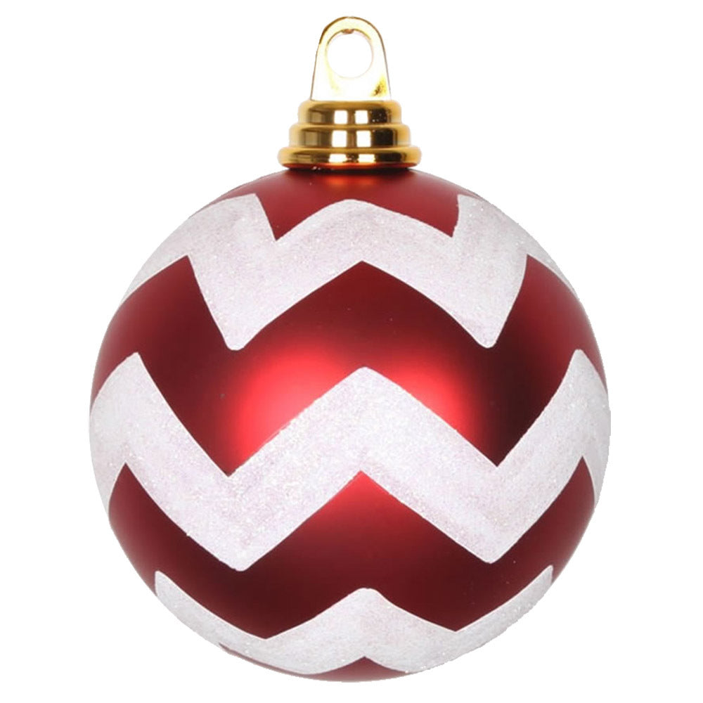 Vickerman 4.75″ Red-Wht Matte-Glitt Chev Ball 3/Bx - M143473