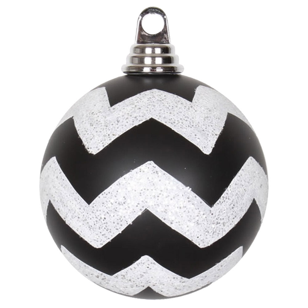 Vickerman 4.75″ Black-Wht Matt-Glit Chev Ball 3/Bx - M143477