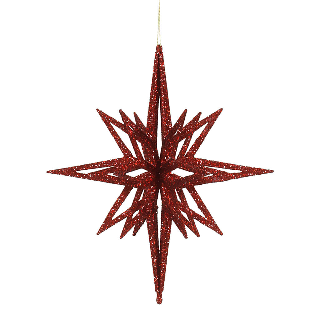 Vickerman 12″ Red 3D Glitter Star - M148203