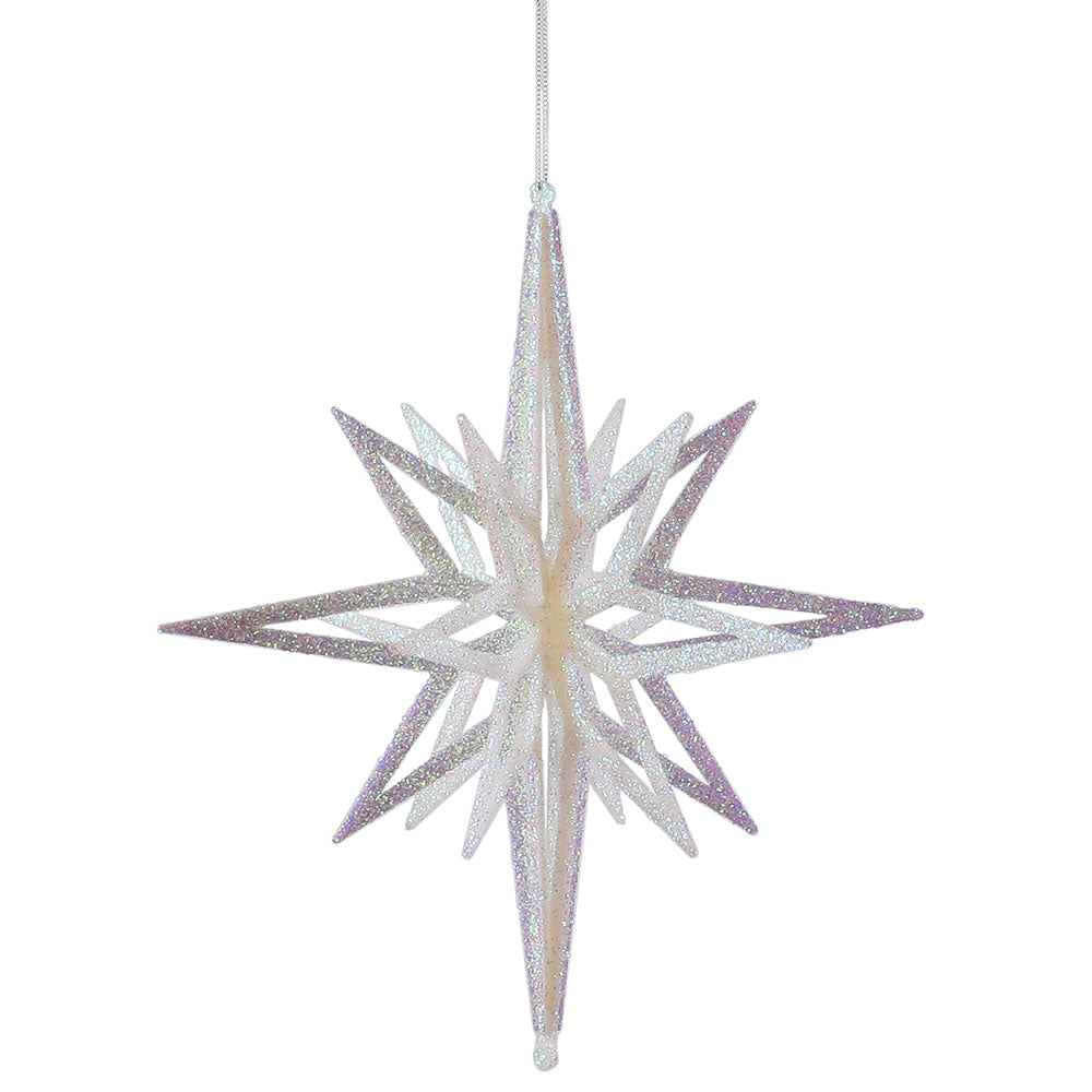 Vickerman 12” White 3D Glitter Star - M148211