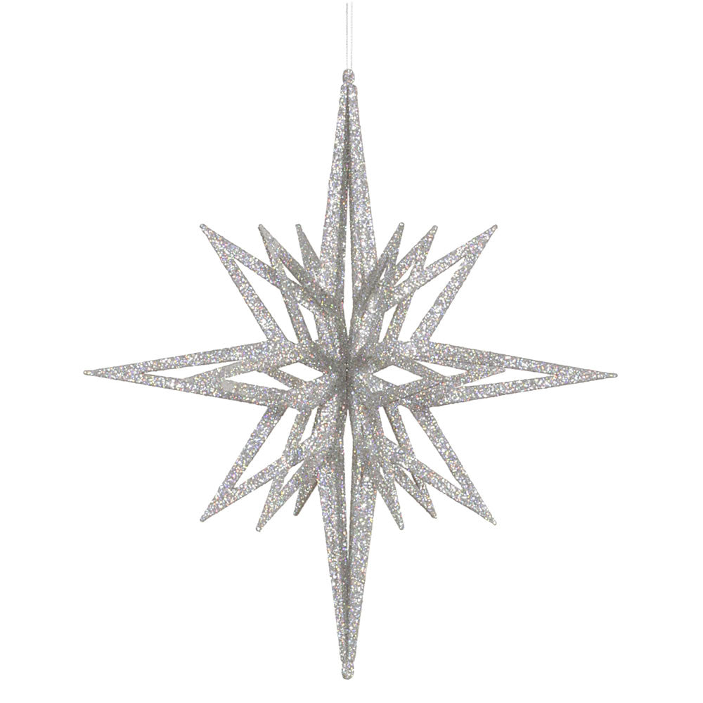 Vickerman 16″ Silver 3D Glitter Star - M148307