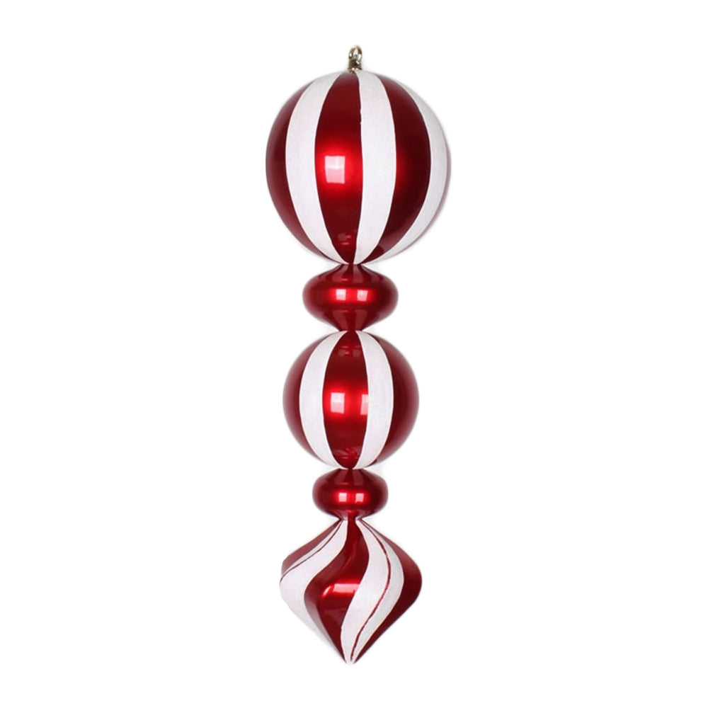 Vickerman 24″ White/Red Peppermint Finial - M149723