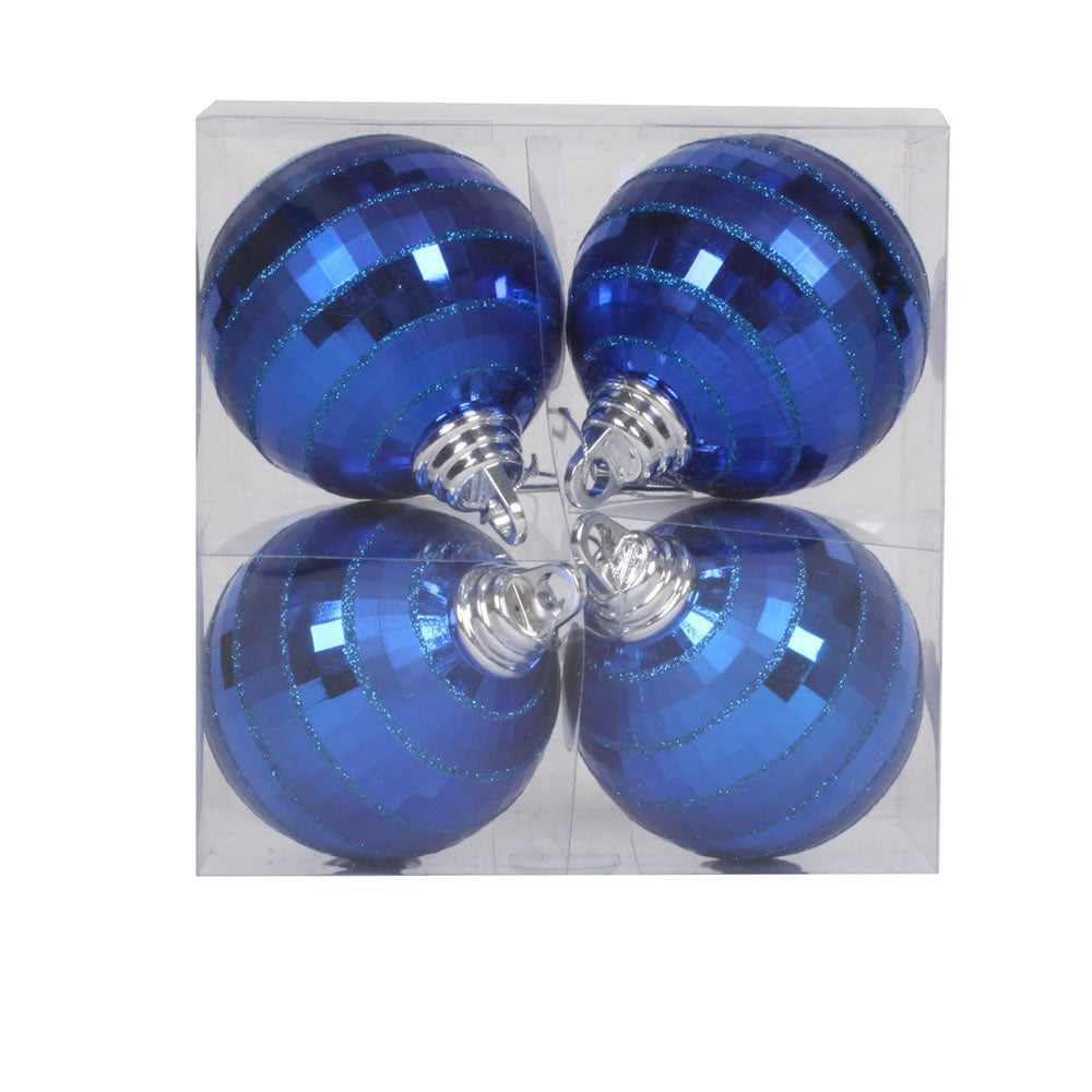 Vickerman 4″ Blue Shiny-Matte Mirror Ball 4/Box - M151402