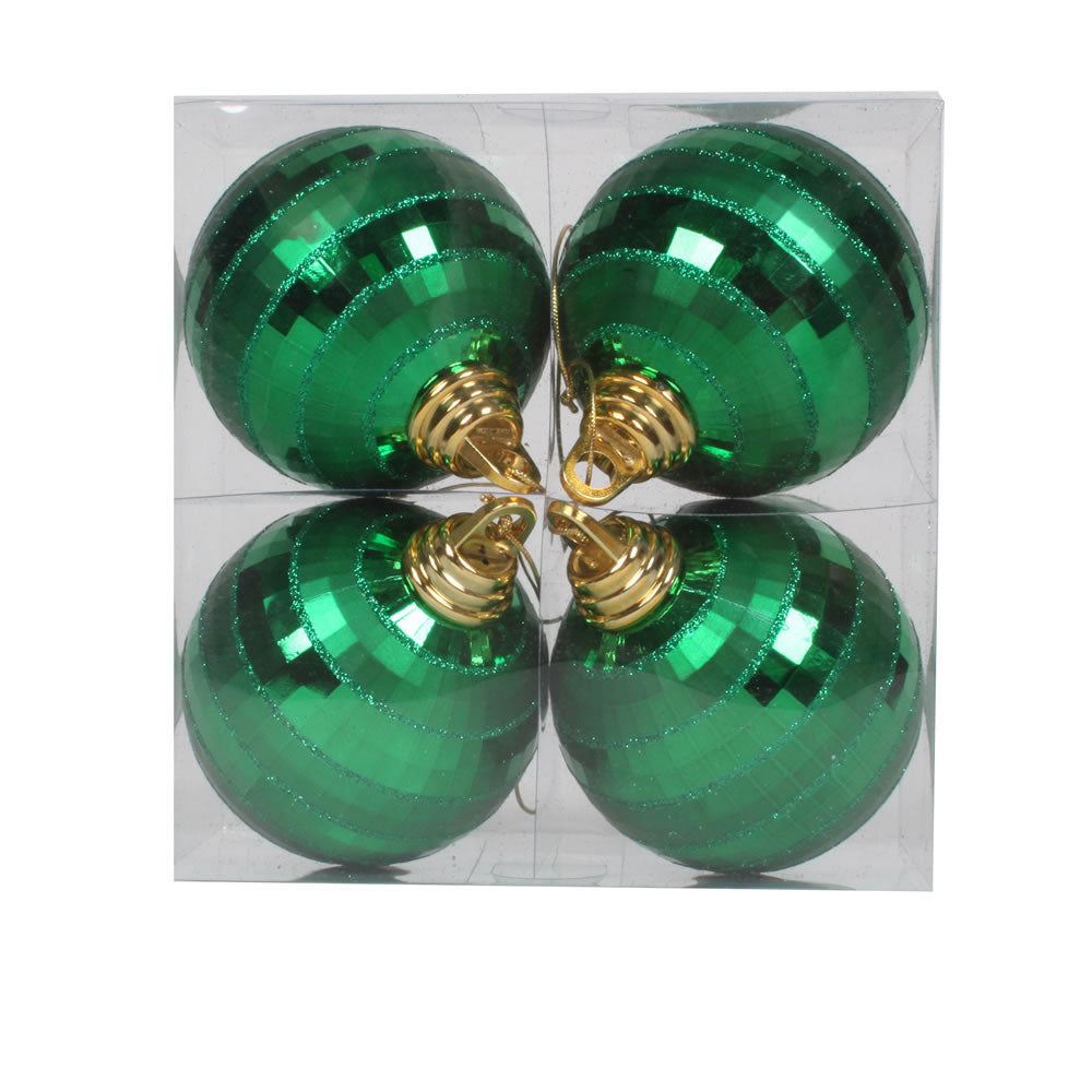 Vickerman 4″ Green Shiny-Matte Mirror Ball 4/Box - M151404