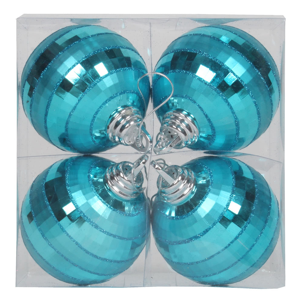 Vickerman 4″ Turquoise ShinyMatt Mirror Ball 4/Box - M151412