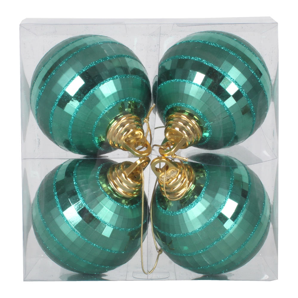 Vickerman 4″ Emerald Shiny-Matte Mirror Ball 4/Bx - M151424