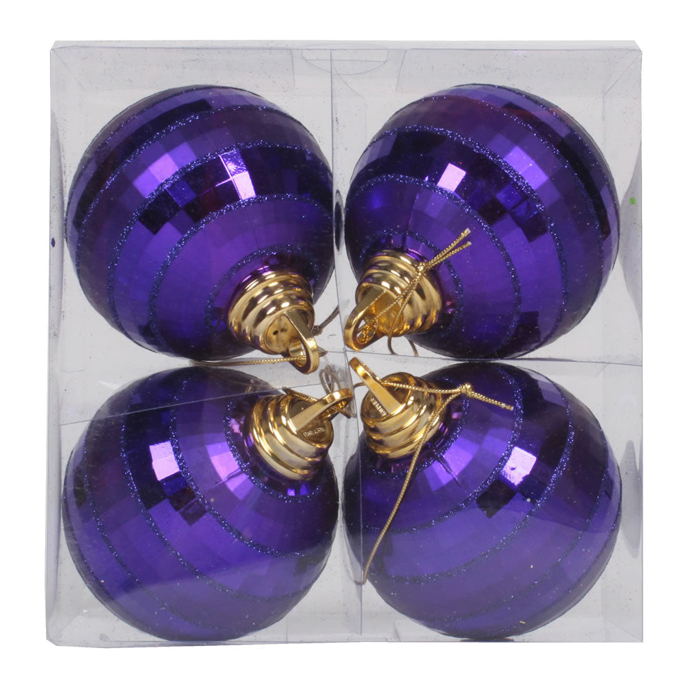 Vickerman 4″ Plum Shiny-Matte Mirror Ball 4/Bx - M151426