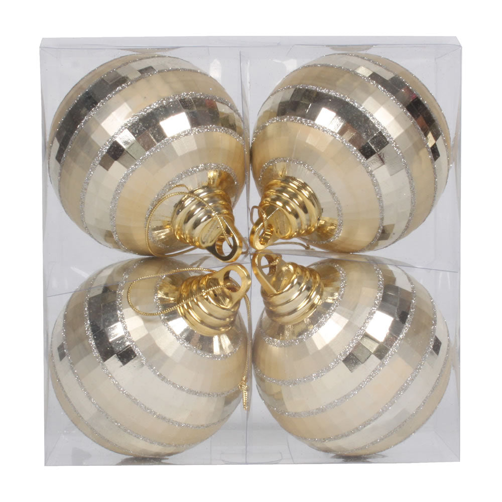 Vickerman 4″ Champgne Shiny-Matte Mirror Ball 4/Bx - M151438