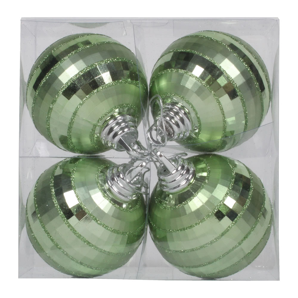 Vickerman 4″ Celadon Shiny-Matte Mirror Ball 4/Box - M151454