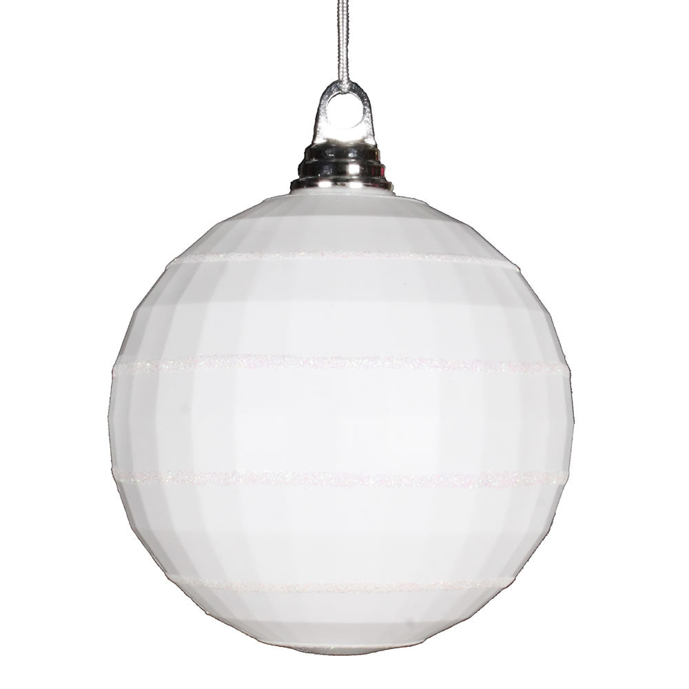 Vickerman 5.5” White Shiny-Matte Mirror Ball - M151611
