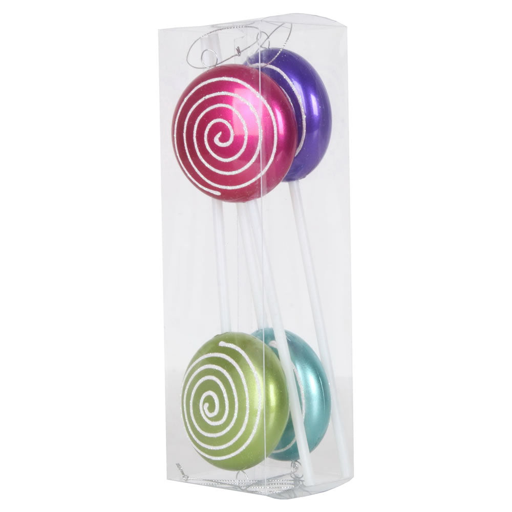 Vickerman 10″ Asst Color Irid Swirl Lollipop 4/Box - M152305