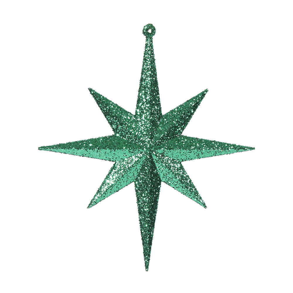 8” Green Glitter Bethlehem Star 4/Box