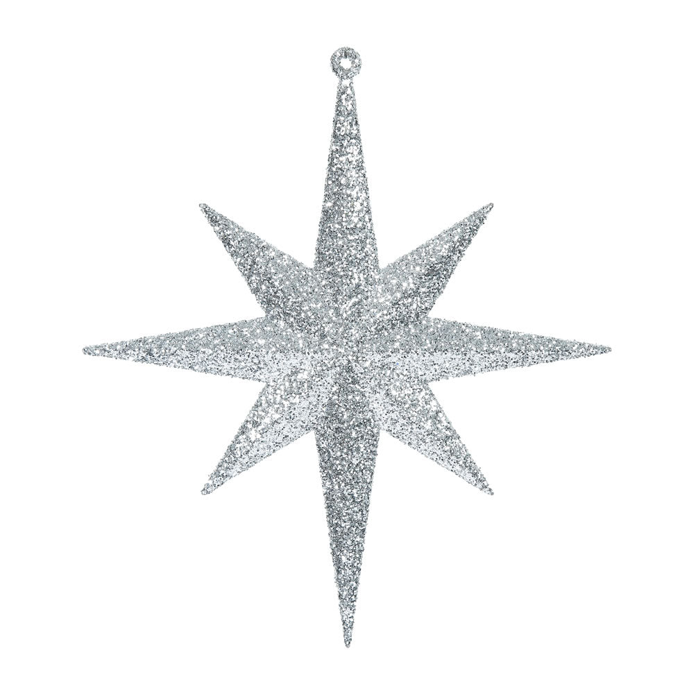 Vickerman 8″ Silver Glitter Bethlehem Star 4/Box - M167207