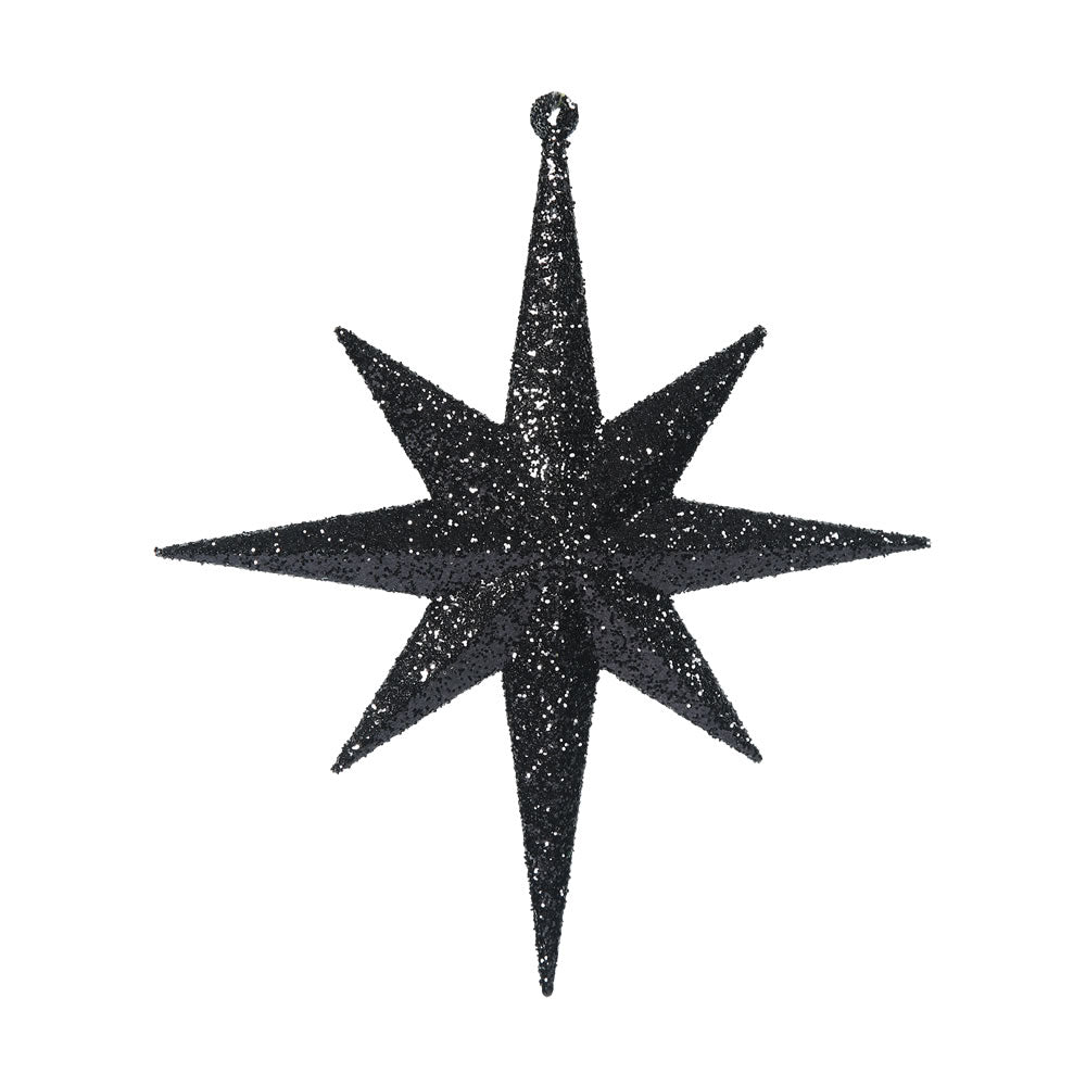 Vickerman 8″ Black Glitter Bethlehem Star 4/Box - M167217