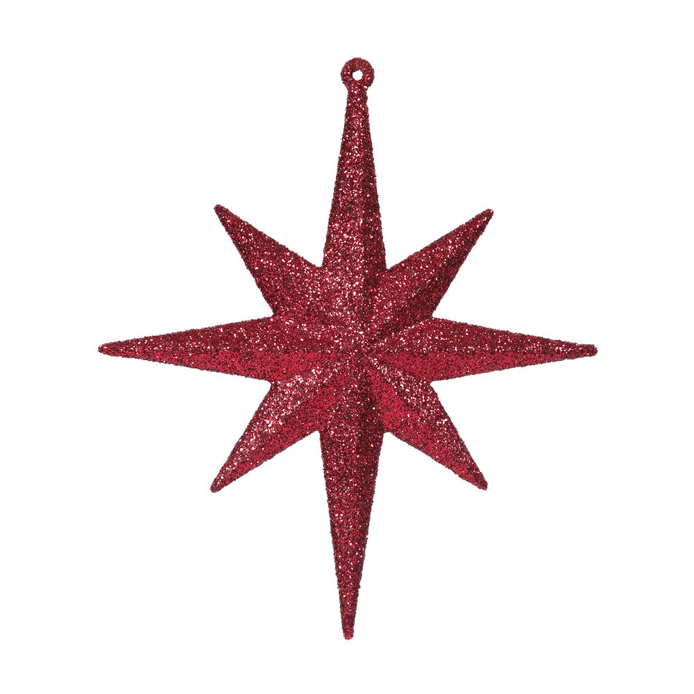 Vickerman 8” Burgundy Glitter Bethlehem Star 4/Box - M167265