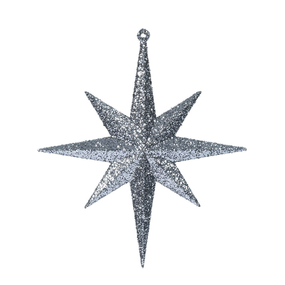 Vickerman 8” Pewter Glitter Bethlehem Star 4/Box - M167287