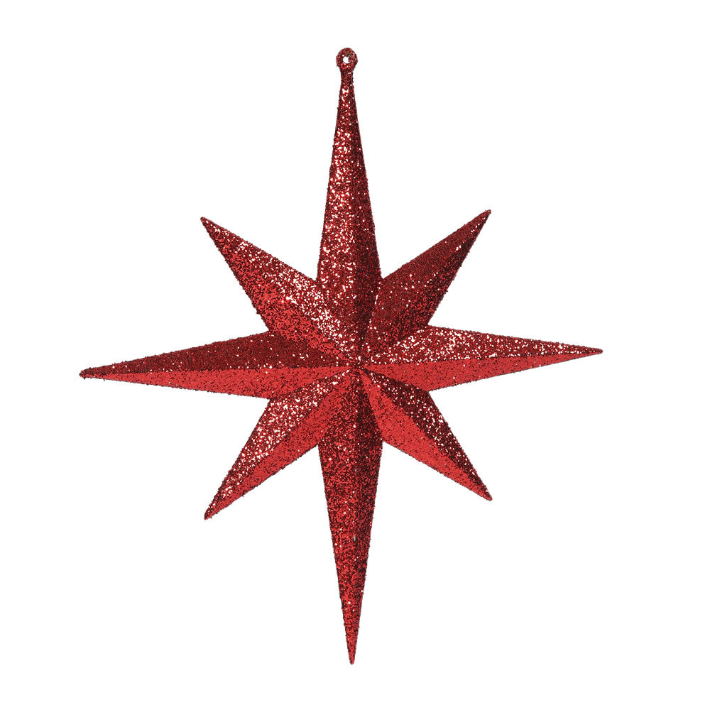 Vickerman 12″ Red Glitter Bethlehem Star 2/Bag - M167403