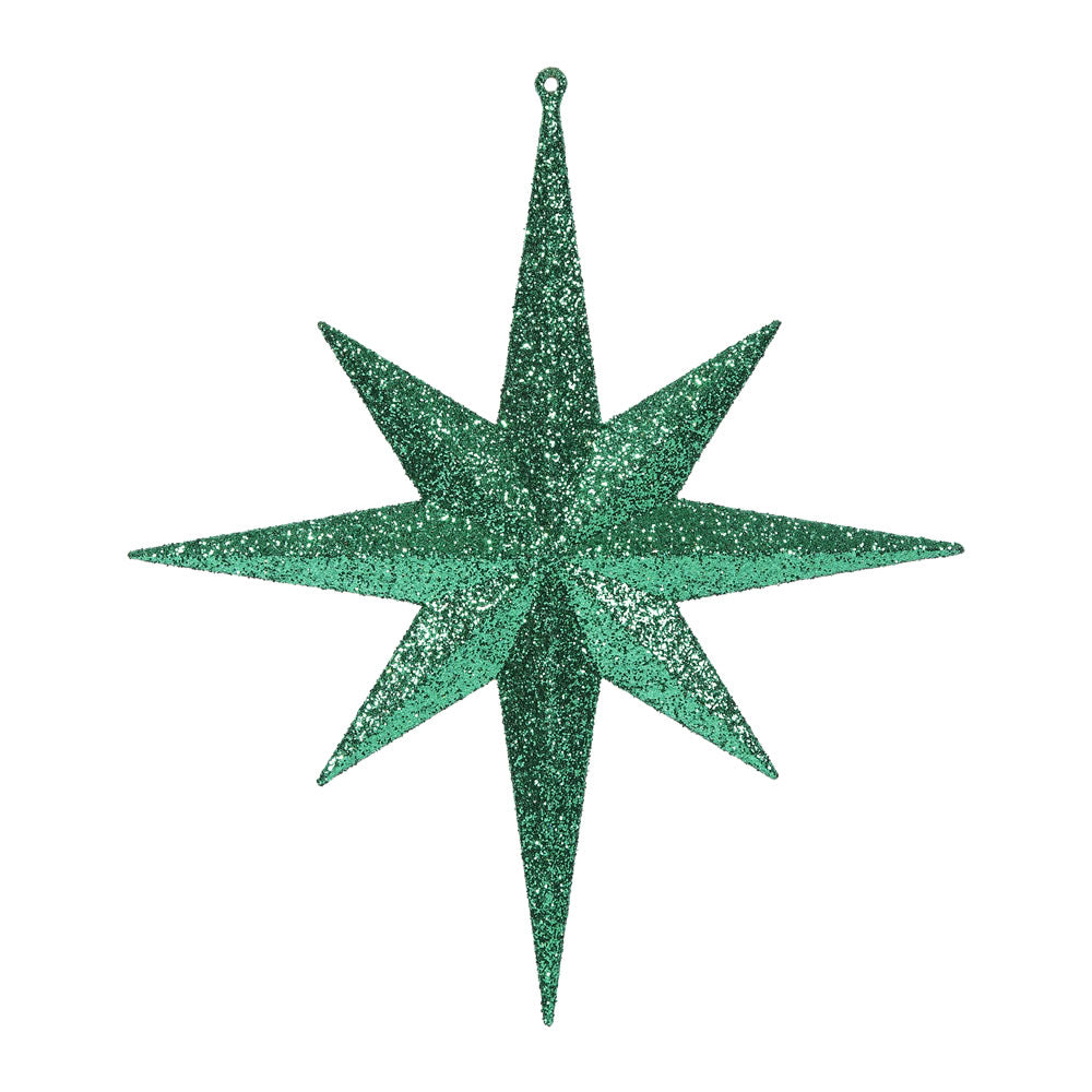 Vickerman 12″ Green Glitter Bethlehem Star 2/Bag - M167404
