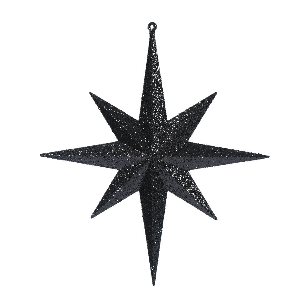 Vickerman 12″ Black Glitter Bethlehem Star 2/Bag - M167417