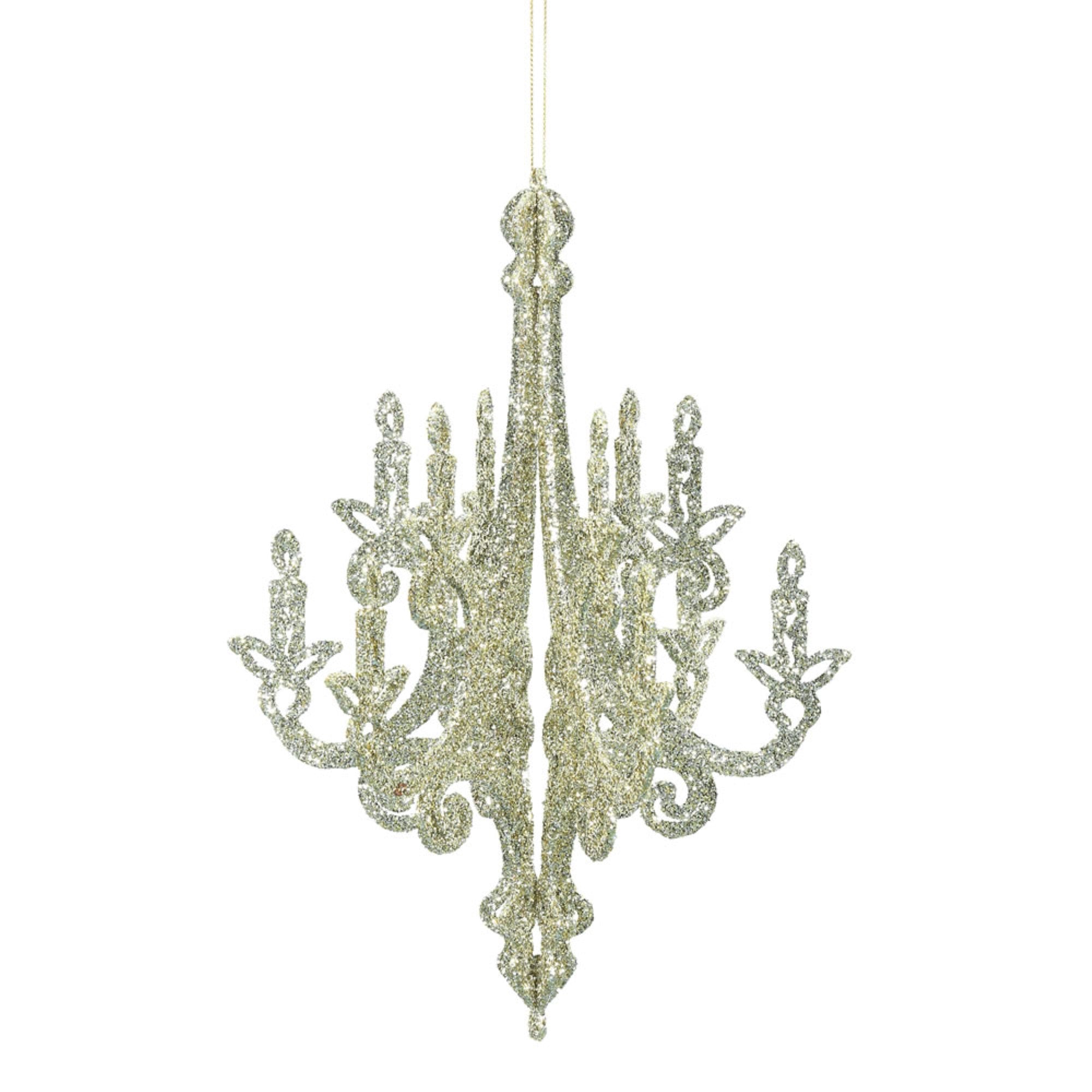 12″ Champagne Glitt Chandelier Orn 3/Bag