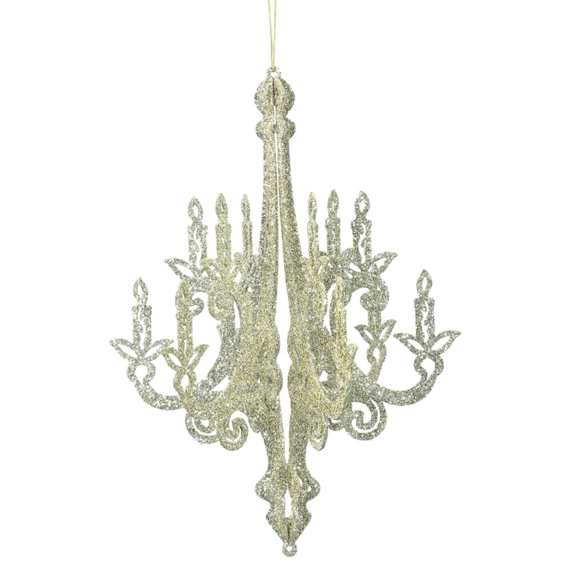 16″ Champagne Glitt Chandelier Orn 2/Bag