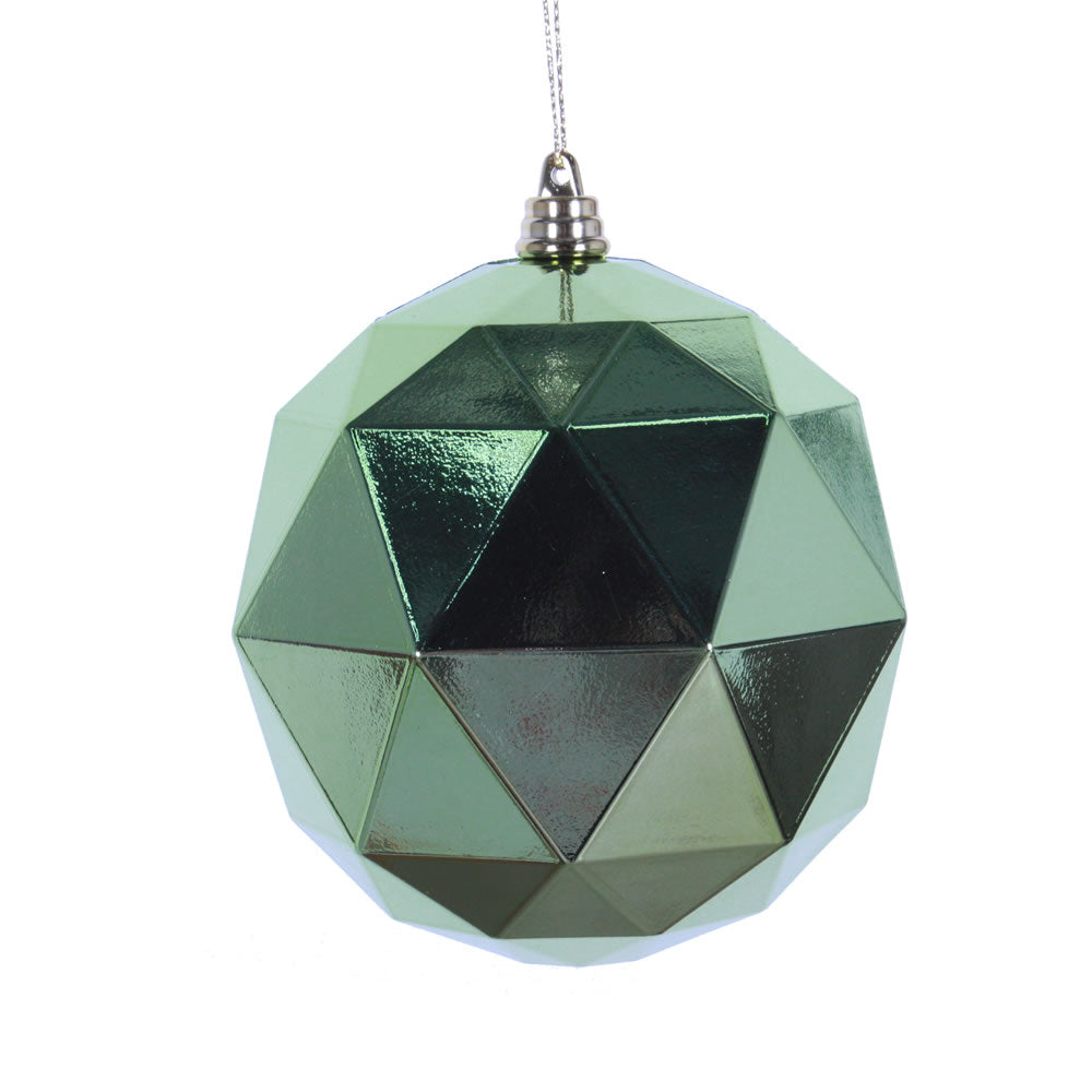 Vickerman 4.75” Celadon Shiny Geometric Ball 4/bag - M177354DS