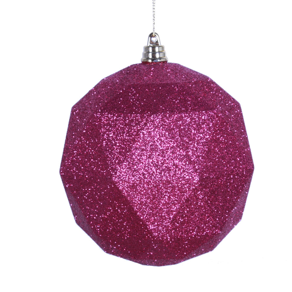 Vickerman 4.75” Fuchsia Glitter Geo Ball 4/bag - M177370DG