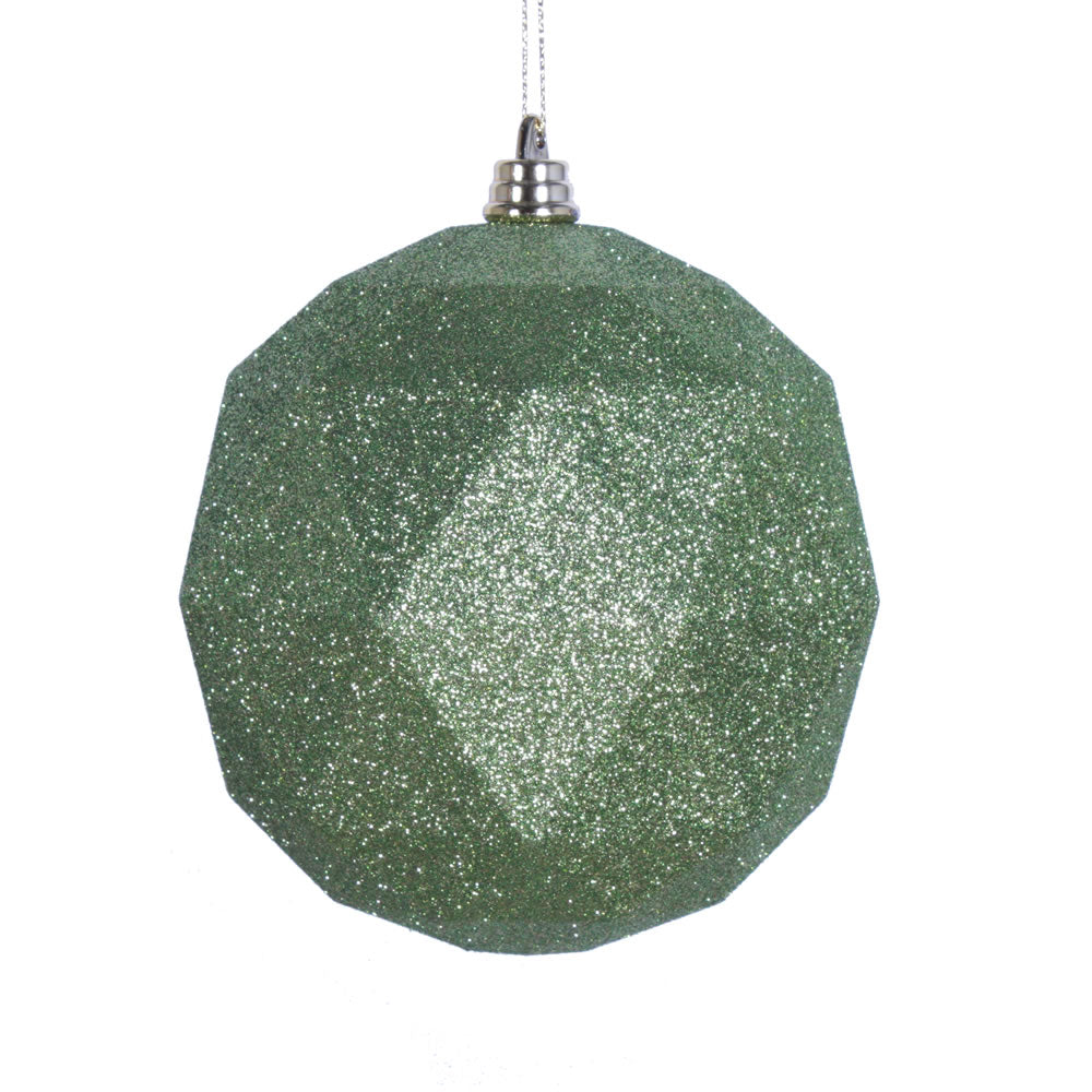 Vickerman 4.75” Lime Glitter Geometric Ball 4/bag - M177373DG