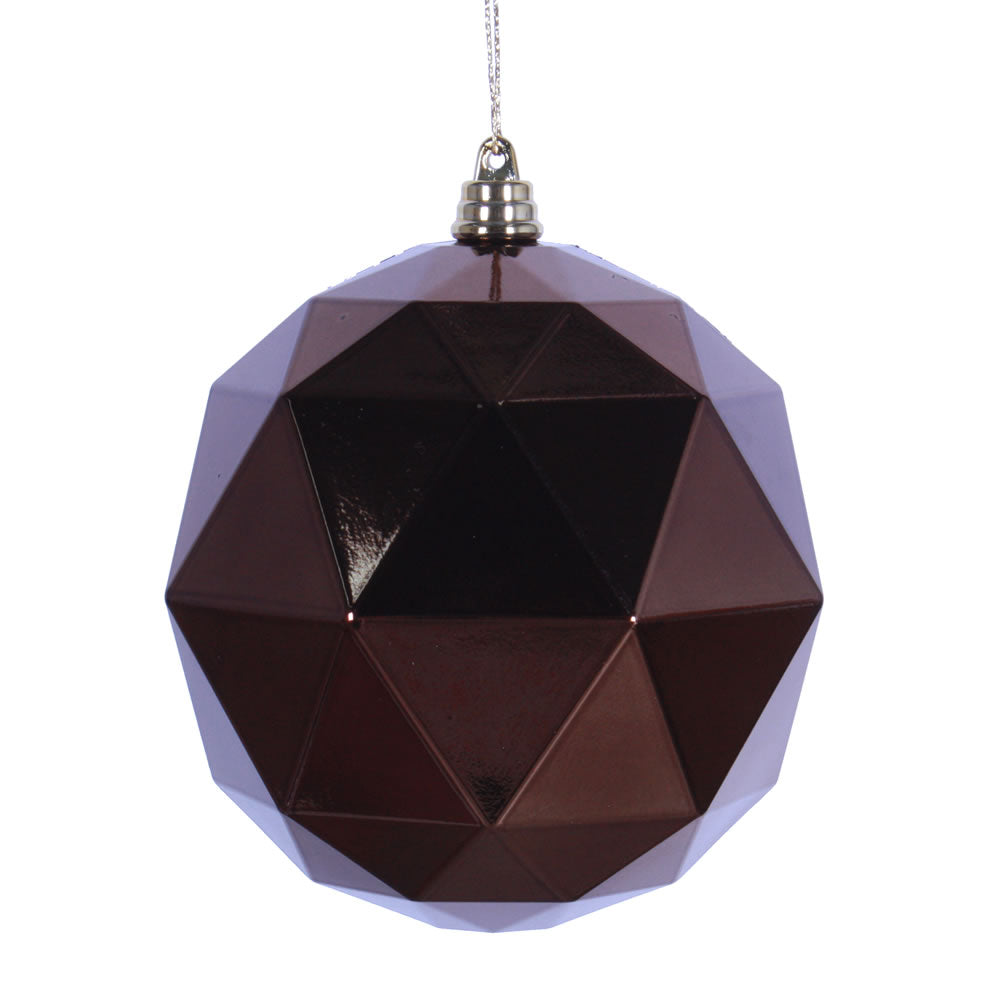 Vickerman 4.75” Mocha Shiny Geometric Ball 4/bag - M177376DS