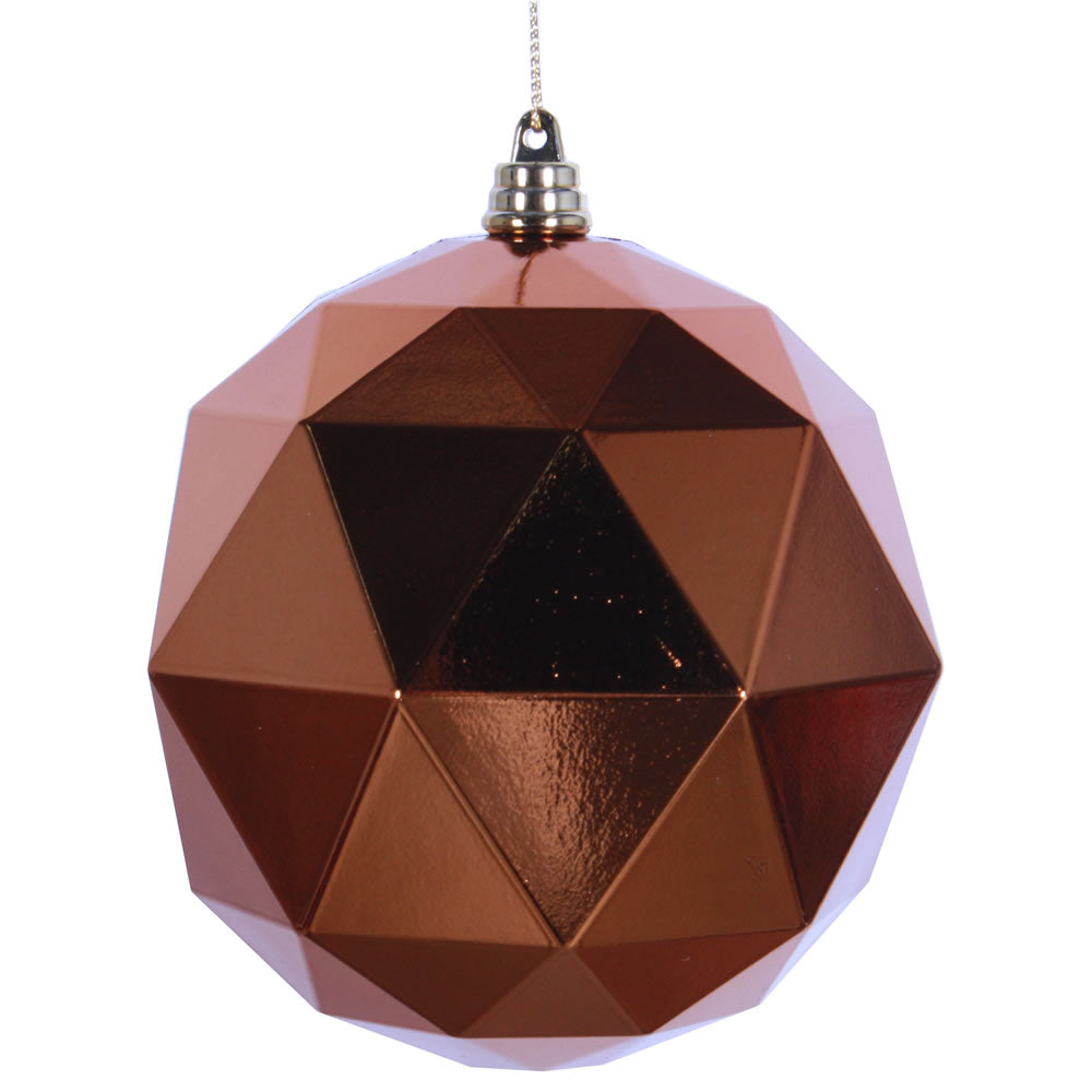 Vickerman 4.75” Copper Shiny Geometric Ball 4/bag - M177388DS